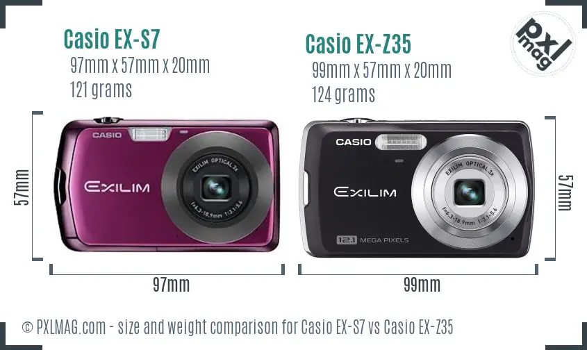 Casio EX-S7 vs Casio EX-Z35 size comparison