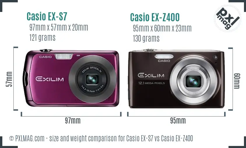 Casio EX-S7 vs Casio EX-Z400 size comparison