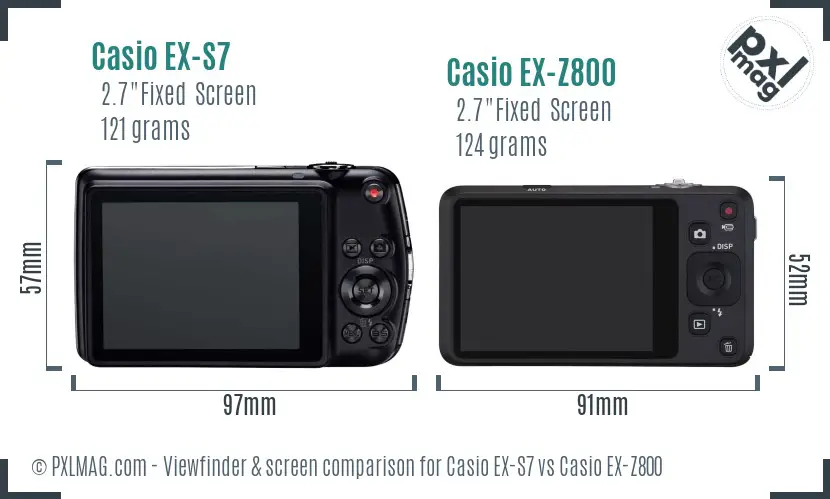 Casio EX-S7 vs Casio EX-Z800 Screen and Viewfinder comparison