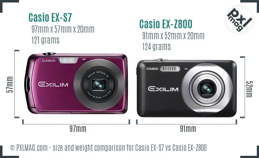 Casio EX-S7 vs Casio EX-Z800 size comparison