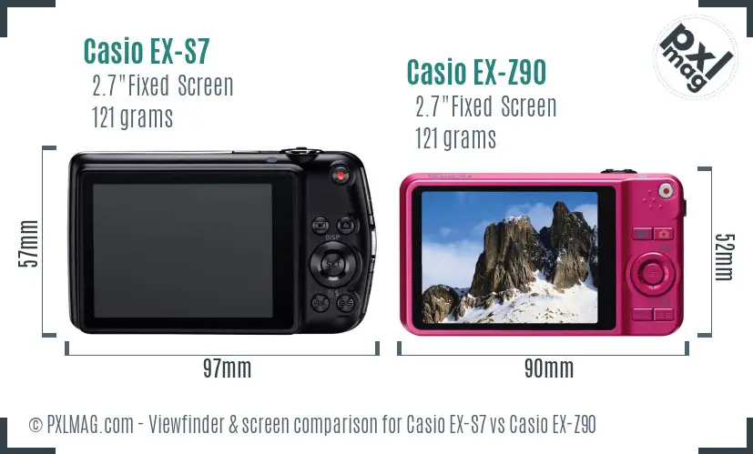 Casio EX-S7 vs Casio EX-Z90 Screen and Viewfinder comparison