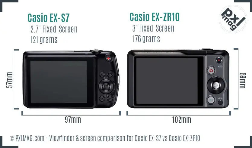 Casio EX-S7 vs Casio EX-ZR10 Screen and Viewfinder comparison