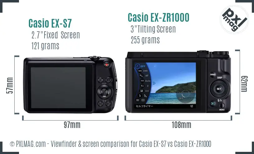 Casio EX-S7 vs Casio EX-ZR1000 Screen and Viewfinder comparison