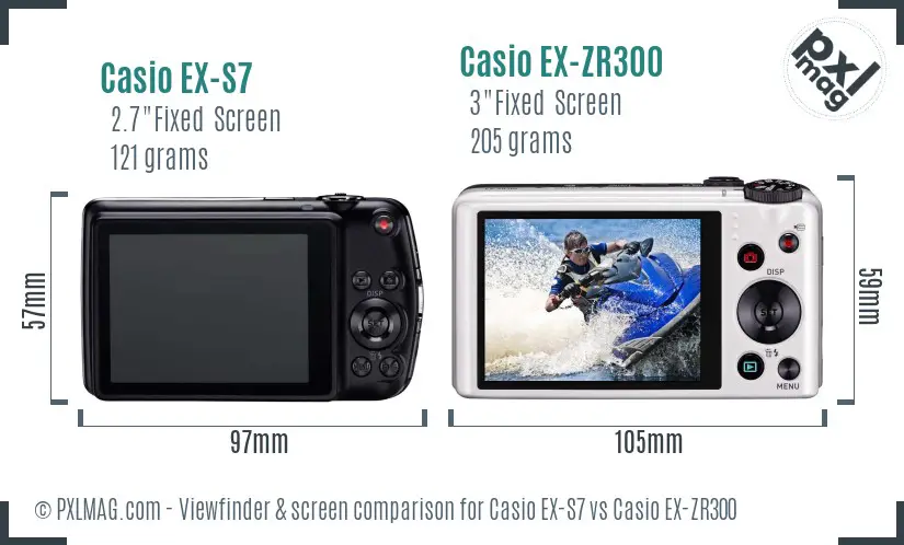 Casio EX-S7 vs Casio EX-ZR300 Screen and Viewfinder comparison