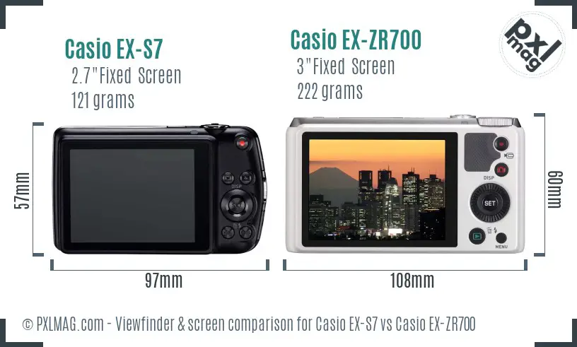 Casio EX-S7 vs Casio EX-ZR700 Screen and Viewfinder comparison Casio EX-S7 vs Casio EX-ZR700 Screen and Viewfinder comparison