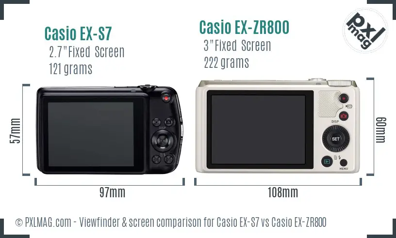 Casio EX-S7 vs Casio EX-ZR800 Screen and Viewfinder comparison