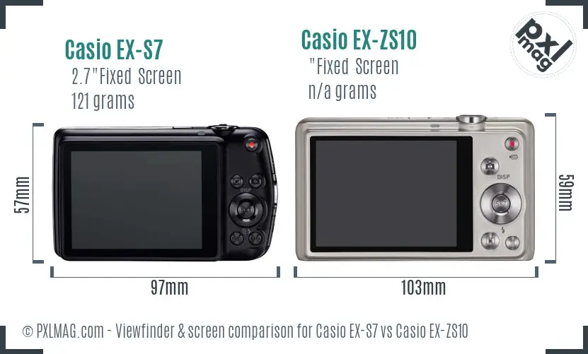 Casio EX-S7 vs Casio EX-ZS10 Screen and Viewfinder comparison