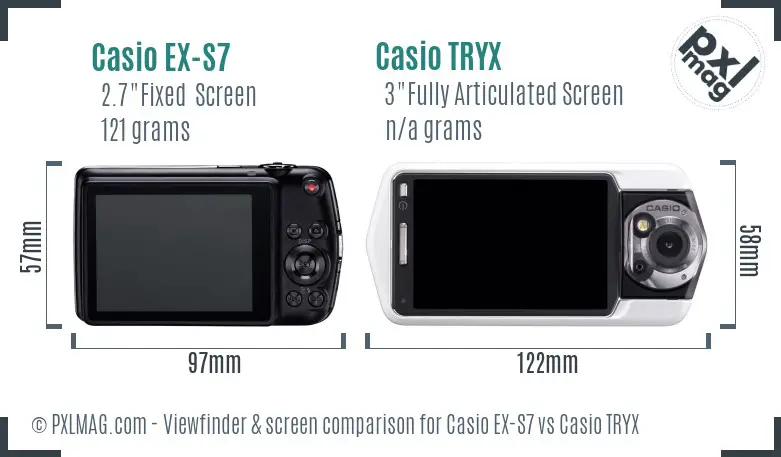 Casio EX-S7 vs Casio TRYX Screen and Viewfinder comparison