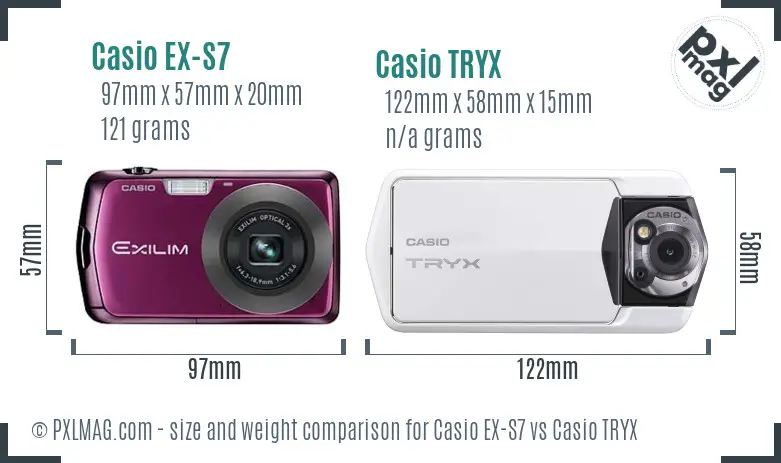 Casio EX-S7 vs Casio TRYX size comparison