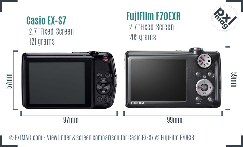 Casio EX-S7 vs FujiFilm F70EXR Screen and Viewfinder comparison
