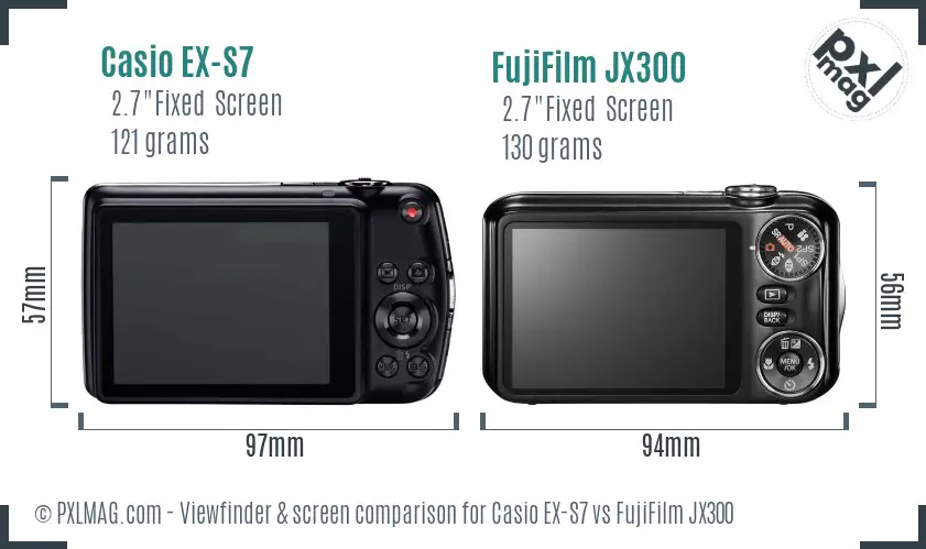 Casio EX-S7 vs FujiFilm JX300 Screen and Viewfinder comparison Casio EX-S7 vs FujiFilm JX300 Screen and Viewfinder comparison