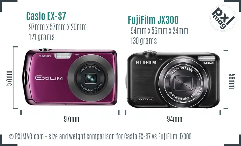 Casio EX-S7 vs FujiFilm JX300 size comparison Casio EX-S7 vs FujiFilm JX300 size comparison