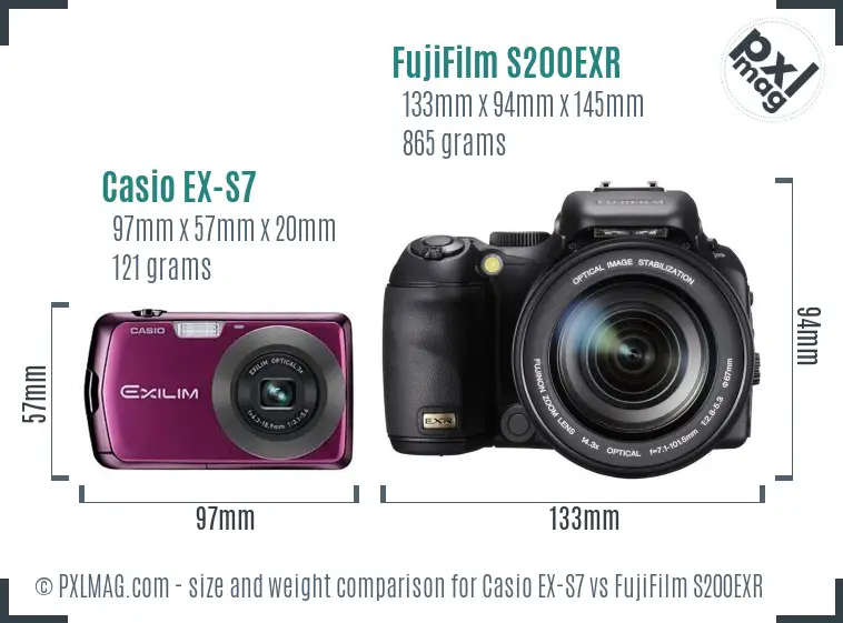 Casio EX-S7 vs FujiFilm S200EXR size comparison