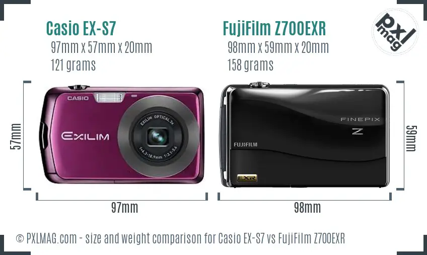 Casio EX-S7 vs FujiFilm Z700EXR size comparison