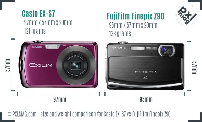 Casio EX-S7 vs FujiFilm Finepix Z90 size comparison