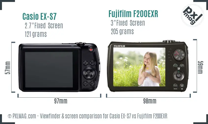 Casio EX-S7 vs Fujifilm F200EXR Screen and Viewfinder comparison