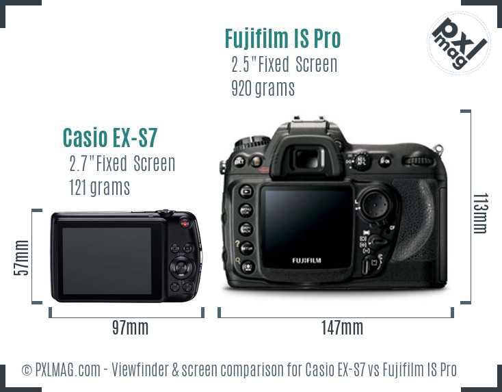 Casio EX-S7 vs Fujifilm IS Pro Screen and Viewfinder comparison