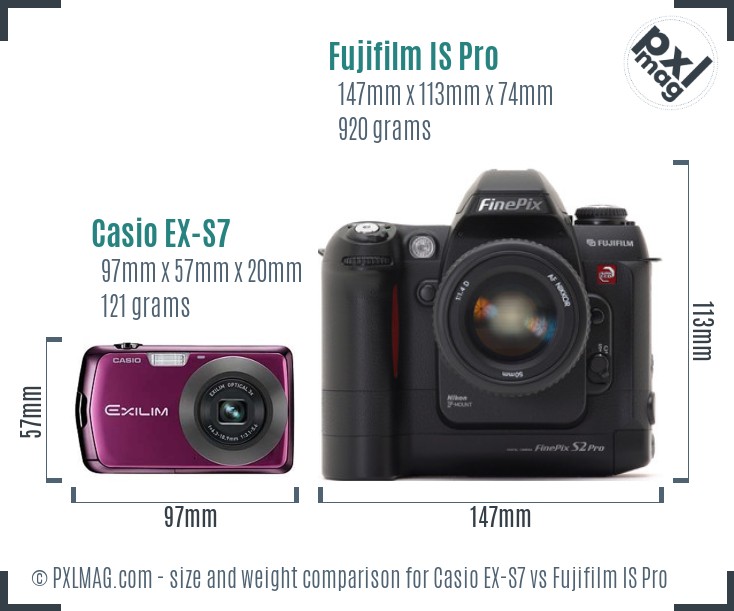 Casio EX-S7 vs Fujifilm IS Pro size comparison Casio EX-S7 vs Fujifilm IS Pro size comparison