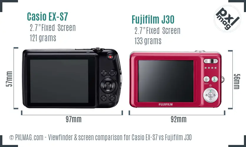 Casio EX-S7 vs Fujifilm J30 Screen and Viewfinder comparison