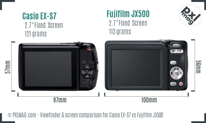 Casio EX-S7 vs Fujifilm JX500 Screen and Viewfinder comparison