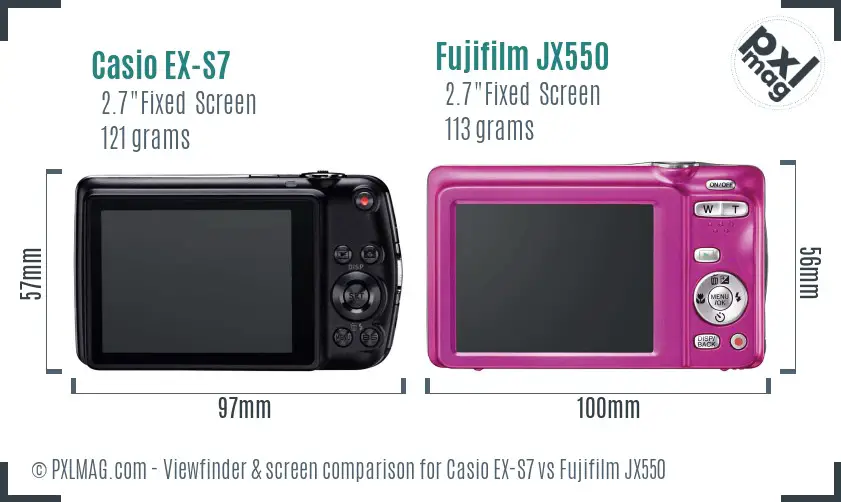 Casio EX-S7 vs Fujifilm JX550 Screen and Viewfinder comparison Casio EX-S7 vs Fujifilm JX550 Screen and Viewfinder comparison