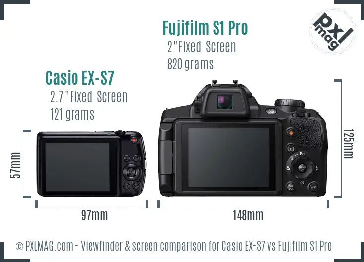 Casio EX-S7 vs Fujifilm S1 Pro Screen and Viewfinder comparison Casio EX-S7 vs Fujifilm S1 Pro Screen and Viewfinder comparison