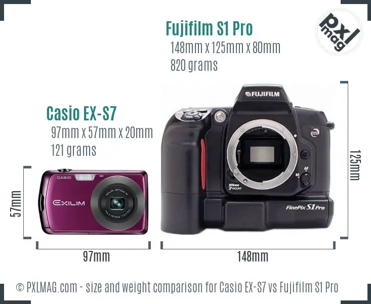 Casio EX-S7 vs Fujifilm S1 Pro size comparison Casio EX-S7 vs Fujifilm S1 Pro size comparison