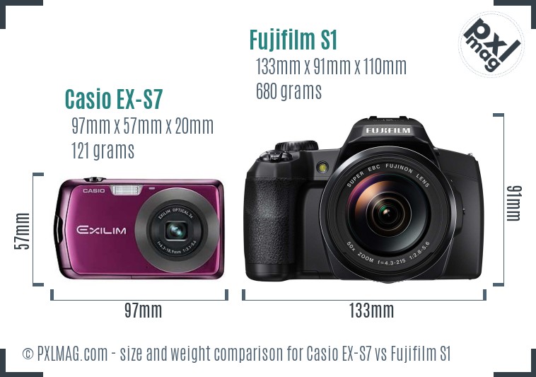 Casio EX-S7 vs Fujifilm S1 size comparison