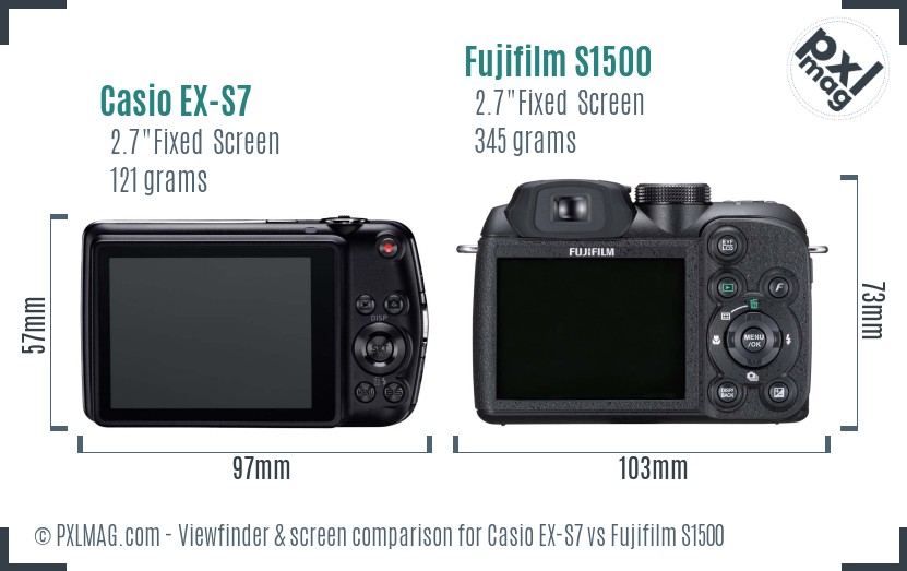 Casio EX-S7 vs Fujifilm S1500 Screen and Viewfinder comparison