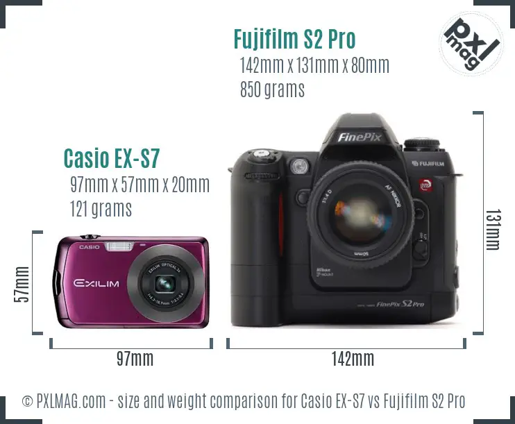 Casio EX-S7 vs Fujifilm S2 Pro size comparison Casio EX-S7 vs Fujifilm S2 Pro size comparison