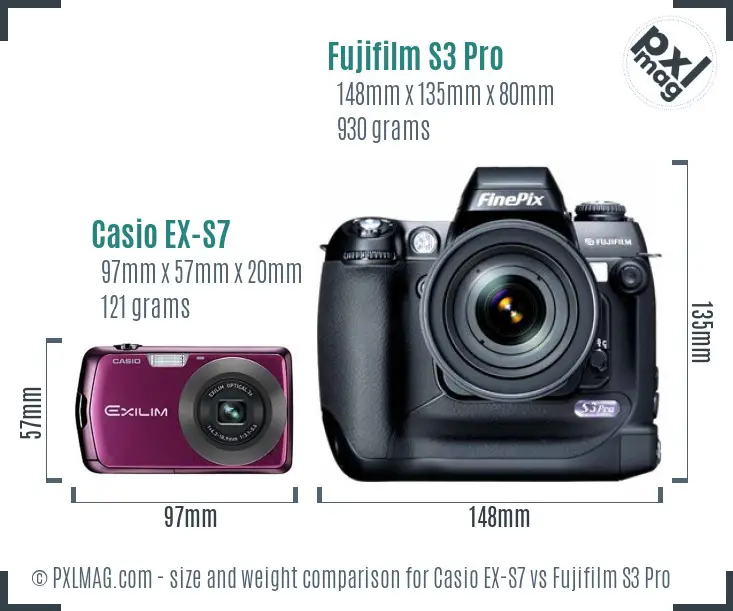 Casio EX-S7 vs Fujifilm S3 Pro size comparison Casio EX-S7 vs Fujifilm S3 Pro size comparison