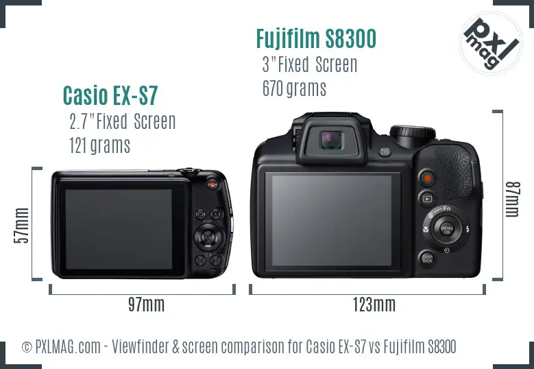 Casio EX-S7 vs Fujifilm S8300 Screen and Viewfinder comparison