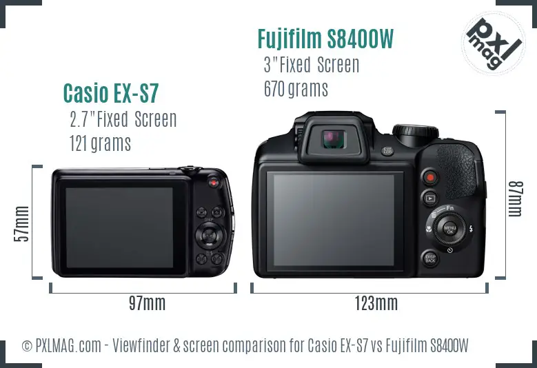 Casio EX-S7 vs Fujifilm S8400W Screen and Viewfinder comparison Casio EX-S7 vs Fujifilm S8400W Screen and Viewfinder comparison