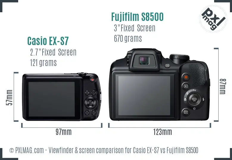 Casio EX-S7 vs Fujifilm S8500 Screen and Viewfinder comparison