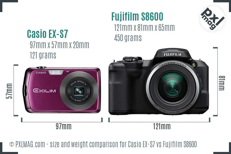 Casio EX-S7 vs Fujifilm S8600 size comparison