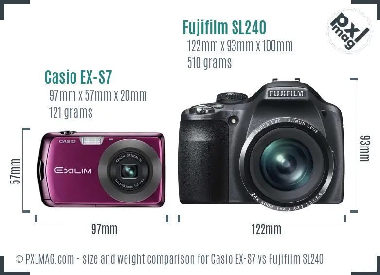 Casio EX-S7 vs Fujifilm SL240 size comparison
