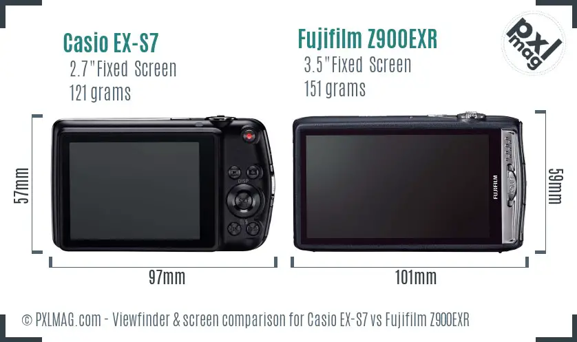 Casio EX-S7 vs Fujifilm Z900EXR Screen and Viewfinder comparison