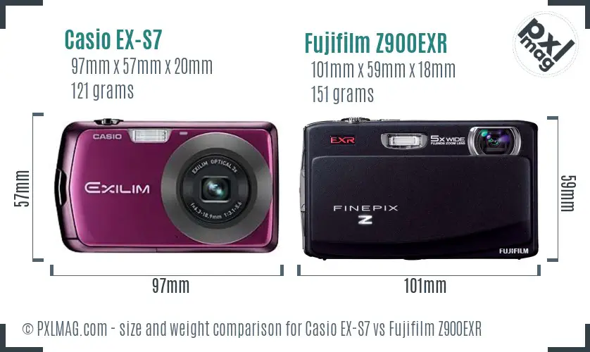 Casio EX-S7 vs Fujifilm Z900EXR size comparison