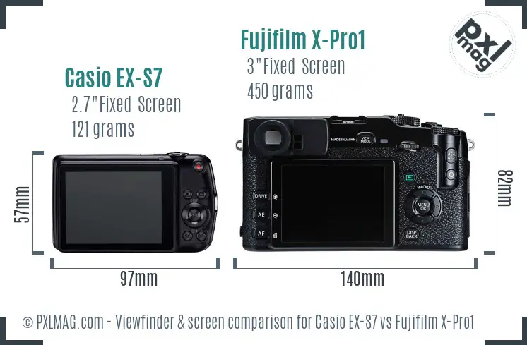 Casio EX-S7 vs Fujifilm X-Pro1 Screen and Viewfinder comparison