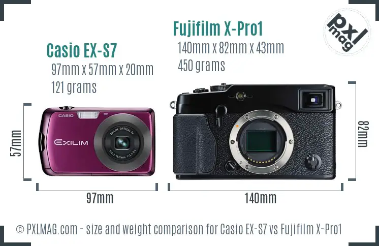 Casio EX-S7 vs Fujifilm X-Pro1 size comparison