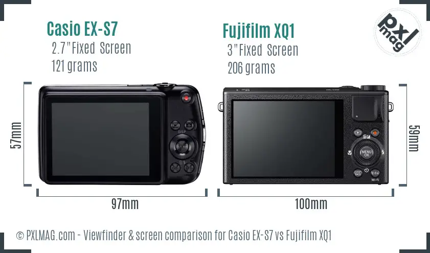 Casio EX-S7 vs Fujifilm XQ1 Screen and Viewfinder comparison