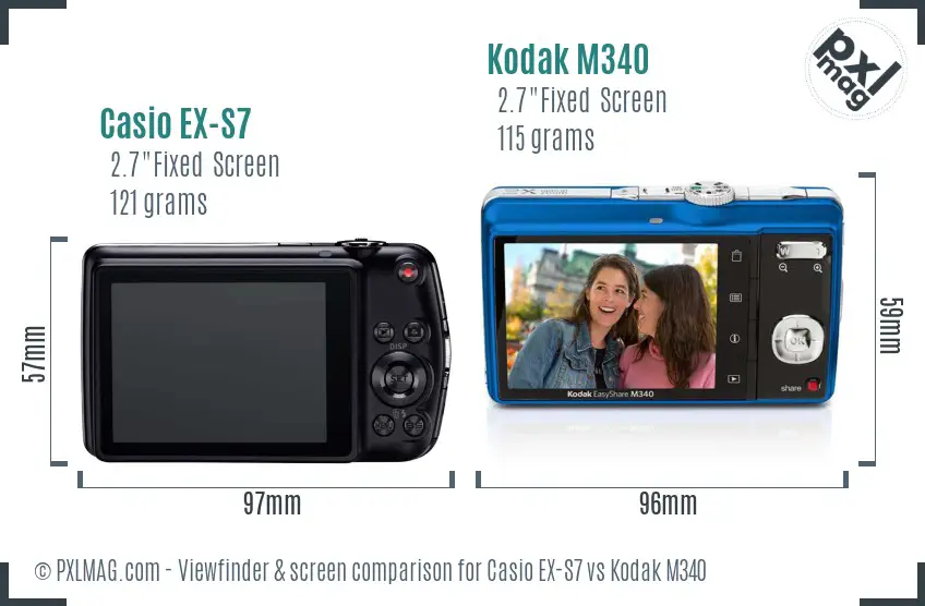 Casio EX-S7 vs Kodak M340 Screen and Viewfinder comparison Casio EX-S7 vs Kodak M340 Screen and Viewfinder comparison