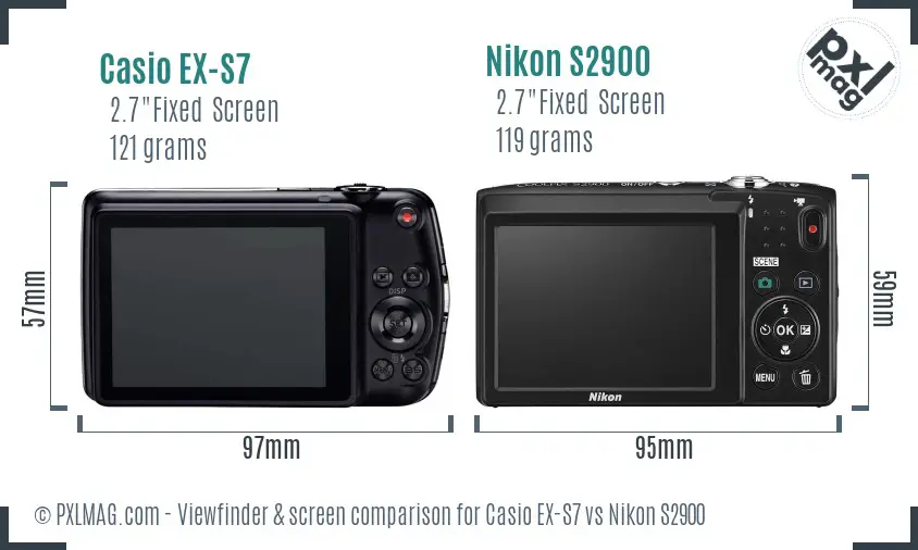 Casio EX-S7 vs Nikon S2900 Screen and Viewfinder comparison Casio EX-S7 vs Nikon S2900 Screen and Viewfinder comparison