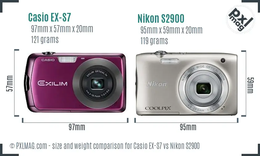 Casio EX-S7 vs Nikon S2900 size comparison Casio EX-S7 vs Nikon S2900 size comparison