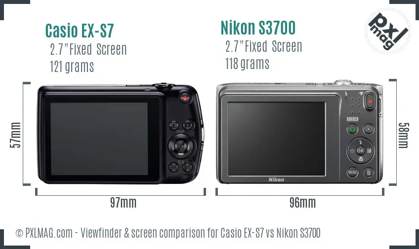 Casio EX-S7 vs Nikon S3700 Screen and Viewfinder comparison