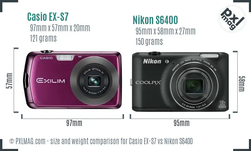 Casio EX-S7 vs Nikon S6400 size comparison