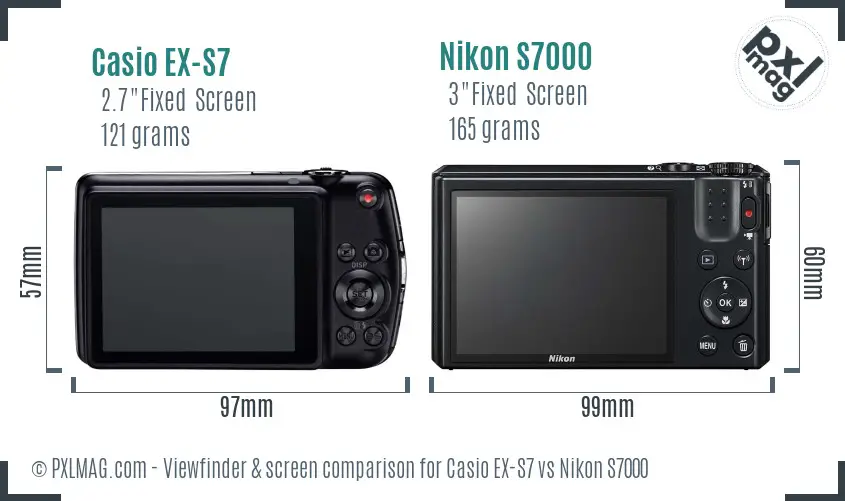 Casio EX-S7 vs Nikon S7000 Screen and Viewfinder comparison