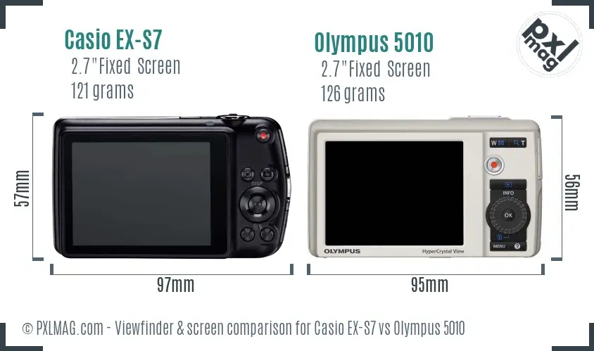Casio EX-S7 vs Olympus 5010 Screen and Viewfinder comparison Casio EX-S7 vs Olympus 5010 Screen and Viewfinder comparison