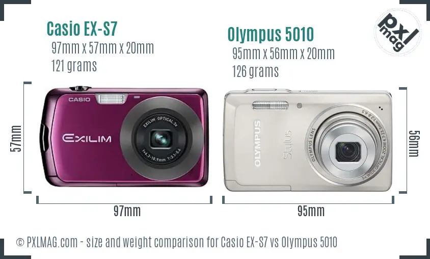Casio EX-S7 vs Olympus 5010 size comparison Casio EX-S7 vs Olympus 5010 size comparison