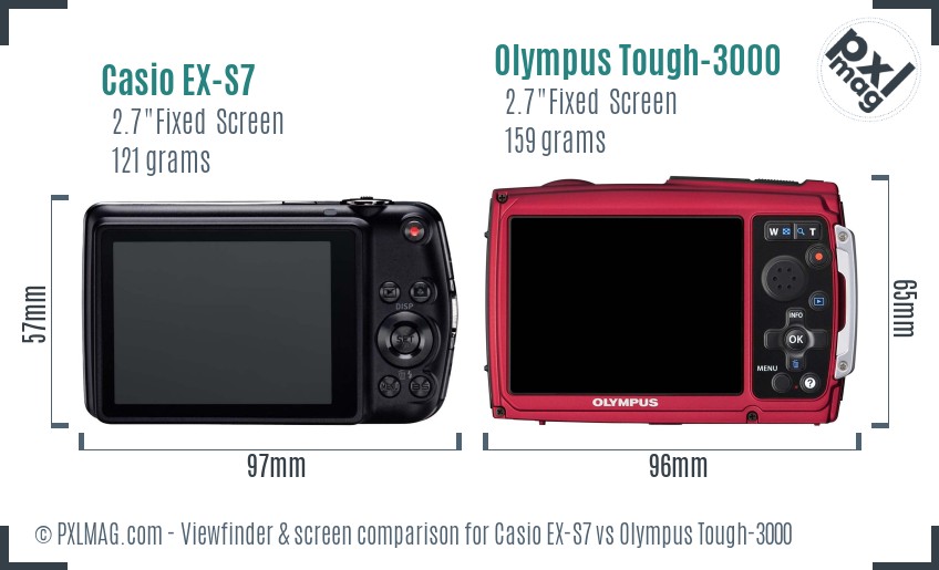 Casio EX-S7 vs Olympus Tough-3000 Screen and Viewfinder comparison